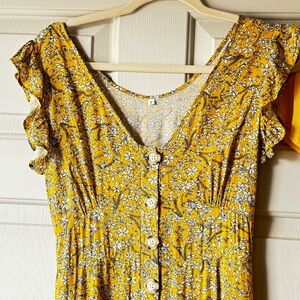 Sweet Floral Button Up Wideleg Romper • S